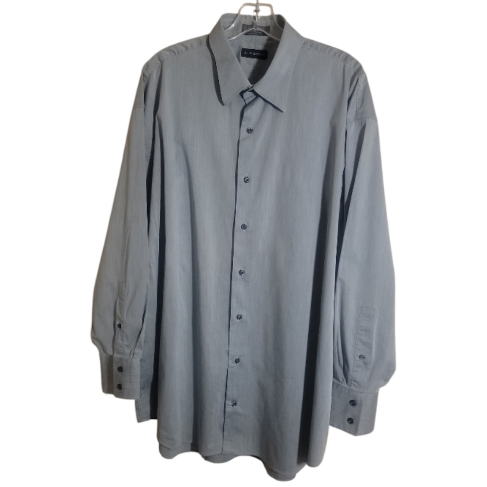 J. Ferrar men's gray stretch dress shirt button down long sleeve 34/35 neck 18